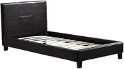 Single PU Leather Bed Frame and Headboard - 190cm x 100 cm Brown