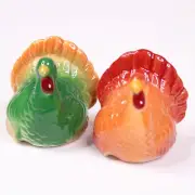 Mini Fall Thanksgiving Turkey Ceramic Salt And Pepper Set New Colorful