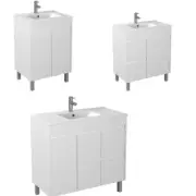 QLD 600-900 Slim White Polyurethane PVC Waterproof Free Standing Vanity Unit