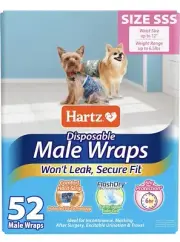 Hartz Dog Wraps Diapers Ultimate FlashDry Gel Technology Sz SSS 52ct