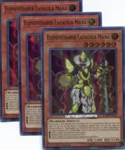 3 X YU-GI-OH ELEMENTSABER LAPAUILA MANA 1ST ED SUPER RARE MINT FLOD-EN025