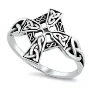Unisex Sterling Silver Maltese Cross Ring Celtic Knots 925 Sizes 5-12 NEW
