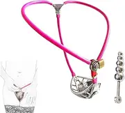MMWMJWMB Male Stainless Steel with Cage Invisible Chastity Belt Device Underwear Fetish Panties Adjustable Chastity Device with Plug Bondage Fetish Adults Sex Toy-waist/90cm~100cm,Pink+Plug