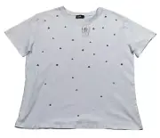 DOTTI T-Shirt Plain White 100% Cotton Clasped Diamantes on Front BNWT Size S