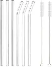 Elegant Glass Straws Reusable Drinking Straw Including 3 Straight and 3 Bent Straws with 2 Long Cleaning Brushes Perfect for Juice Smoothie Icing Cold Drink, perfact Gift and use for Any Occasion