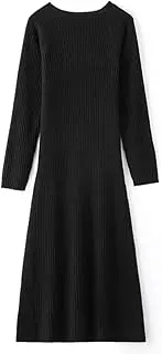 [Zozogag] 100% Solid Cashmere High-End Women High Elastic Long Sweater Dress Female Autumn Long Sleeve Soft Knitted Girl Clothes