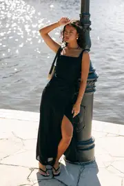 [PUP3] Nadea Faux Wrap Maxi Dress - Black XS black