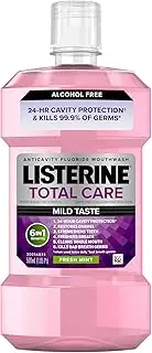 Listerine Total Care Zero Anticavity Mouthwash For Fresher Breath, Fresh Mint, 500 ml (Pack of 2)