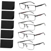5 pack Business Style Reading Glasses Men - Blue Light Blocking Y1 Mix 4.0 x