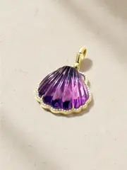 [Jenna Blake] Jenna Blake - Shell 18-karat Gold, Amethyst And Diamond Pendant - Purple - One size One size Purple