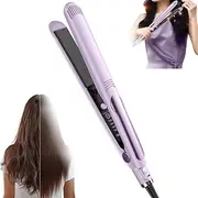 2025 New Mini Dual Purpose Curling Iron, Portable Travel Curling Wand for Women Travel Curling Wand, Upgrade 2 in 1 Mini Curling Wand Flat Iron Hair Straightener All Hair Types (Purple)
