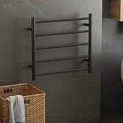 Ufurniture 5 Bars Heated Towel Rail, Wall Mounted Towel Rack, Carbon Steel Electric Towel Warmer Dryer Rail Waterproof for Bathroom, Black