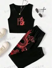 Womens Dragon Crop Tracksuit Set