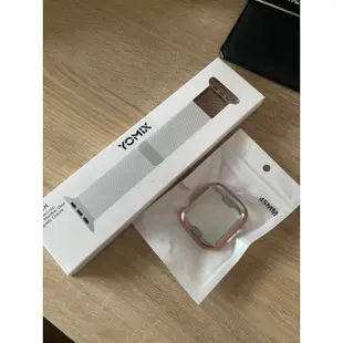 YOMIX Apple Watch 8 玫瑰金錶帶+錶保護套45mm