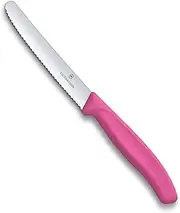 Victorinox Wavy Edge Steak & Tomato Knife, Round Tip, Pink, 6.7836.L115