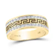 14k Yellow Gold Round Diamond Double Row Wedding Band Ring 3/4 Cttw