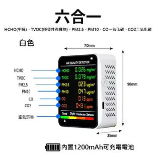 台灣現貨 五合一 空氣品質檢測儀 溫度計 濕度計 甲醛檢測 濃度檢測儀 一氧化碳二氧化碳 揮發性有機物 空氣檢測