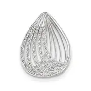 14K White Gold Real Diamond Open Teardrop Slide Pendant