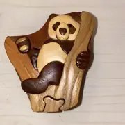 Wood PANDA PUZZLE BOX All Pieces Jewelry Box