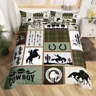 Kids Duvet Cover Set Queen Size,Cactus Arrow Geometric Plaids Bedding Set,Boys