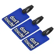 3Pcs PVC Luggage Tag Identifier Label, Don't Touch Pattern Blue