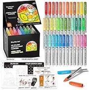 Shuttle Art Automatic Ink Control Acrylic Paint Pens, 48 Colours Brush Tip Paint Marker Pens, Paint Pen for Rock Painting Ceramic, Wood, Fabric, Glass, Stone, Art Marker Pen Set for DIY & Art Supplies