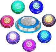 Led Underwater Swimming Pool Lights,Ac 12V 54W Ip68 Waterproof RGB Multi Color Changing Wall Surface Mounted Inground Swimming Pool Light with Remote Controller for Garden/Landscape/Fountains