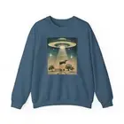 Ufo Abducting Hippo Sweatshirt, Retro Graphic, Unisex Crewneck Jumper, Graphic