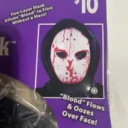 Halloween (Jason) Bleeding Hockey Mask Hooded Dripping Blood Hard Plastic New