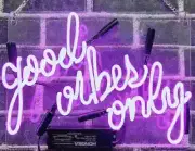 Good Vibes Only Purple Acrylic 14" Neon Sign Lamp Light Bar Beer With Dimmer AA