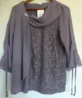 Elegent Ladies Lace Chiffon Evening Blouse Established Mauve Size:12