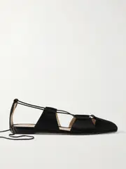 [Le Monde Béryl] Le Monde Béryl - Greek Lace-up Silk-satin Ballet Flats - Black - IT36 IT 36 Black