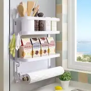 Magnetic Spice Rack For Refrigerator White Paper Towel Holder Fridge Shelf
