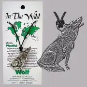 "IN THE WILD" WOLF HOWLING Loyalty Freedom Animal Spirit Pendant Pewter Amulet