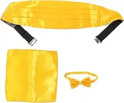 [ROMISBABA] Smooth Touch Cummerbund Bow Tie Handkerchief Set Men's Formal Party Wedding Set