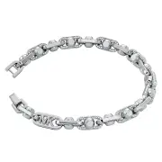 Michael Kors Silver Plated Brass Astor Link Pave 7.5" Bracelet