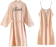 [Generic] Wedding Party Bride Robe Embroidery Dressing Gown Pajamas Shower Bathrobe Sleepwear Nightgown Short Sexy