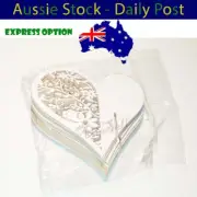 Pearl White Love Heart Gold Sparkles Wine Glass Wedding Table Name Card 80mm Las