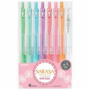 Zebra Gel Ball Pen SARASA Clip 0.5mm Milk 8 Color Set JJ15-8C-MK From Japan
