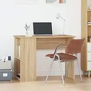 Sonoma Oak Desk – 100 cm Sturdy Computer Adjustable Table for Home, Study Room Office & Gaming, Featuring Engineered Wood Storage Shelves