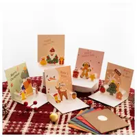 在飛比找momo購物網優惠-聖誕創意立體卡片-6入組(手寫 聖誕老人 雪人 馴鹿 信封 