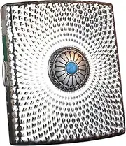 [ARKCHIU] Cigarette Case Metal for Regular, King Size, 20 Cigarettes, Double Sided Spring Clip Open Pocket Holder Silver,One Size