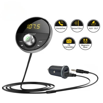 AUX Bluetooth Car Adapter FM Transmitter Modulator Handsfree Kit Music BT 5.0