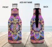 Mandala Stubby Holder Zip Up Bottle Cooler Collapsible Personalised