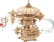 Yomkeg 3D Wooden Puzzles Sky City-Mechanical Music Box for Adults,Mechanical Music Box with a Winding Mechanism,DIY Hobbies/Gifts for Festivals