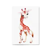 Cartoon Giraffe Cute Nursery Baby Animal Wall Art #1