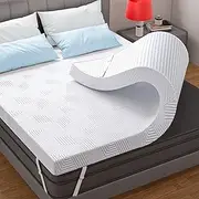 3 Inch Gel Memory Foam Mattress Topper Calfornia King Size, Non-Slip Design with Removable Viscose Made from Bamboo Cover, Pain Relief & Soft & Breathable