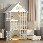 Collapsible Cat Cage With Litter Box, 2/3-Tiers DIY Playpen, Pet Enclosure With Metal Wire Dense, Detachable Large Exercise Place (Size: B-43.7*19.3*55.9"/111*49*142cm)