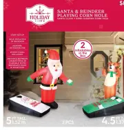 Holiday Time Santa & Reindeer Playing Corn Hole 4.5 ft Tall 2 Inflatables New