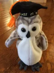Ty Beanie Baby ~ Wiser the Owl Class of "1999" ~ retired new with tag plush owl